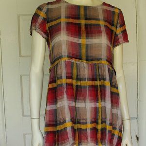 Grunge vintage wear Plaid Mini Dress - Red and Yellow
